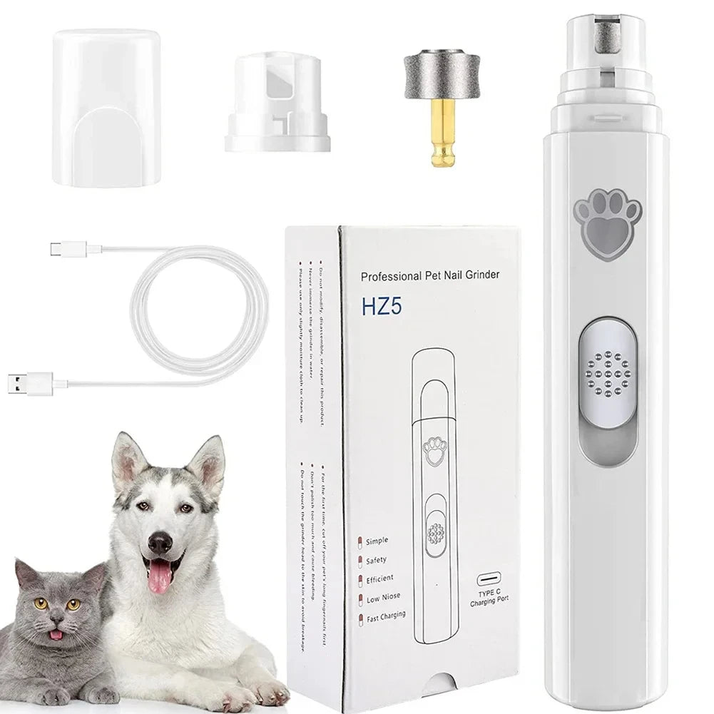 Coupe-ongles électrique pour chiens, tondeuse à ongles rechargeable par USB, sans douleur, avec meuleuse pour petits et grands animaux de compagnie