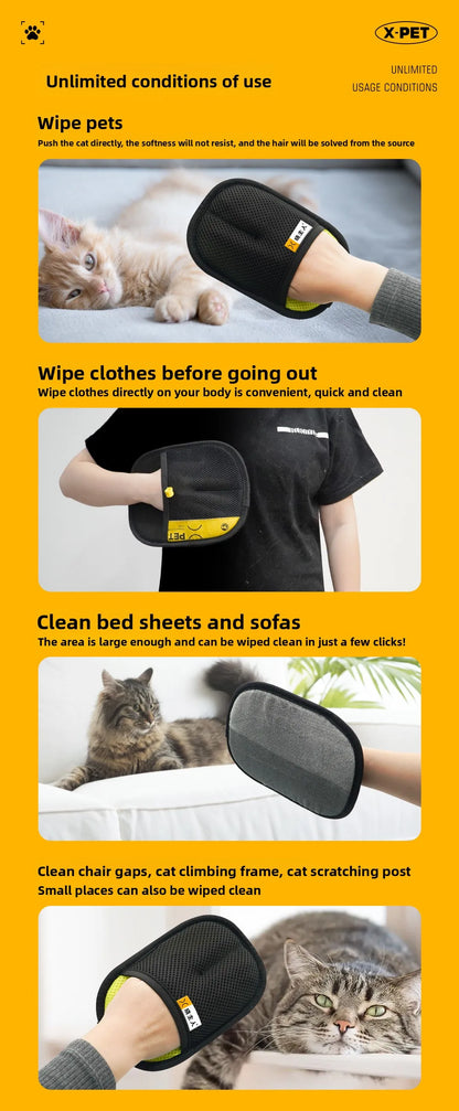 2 in 1 Pet Hair Removal Mitts for Cats Dogs Electrostatic Grooming Glove